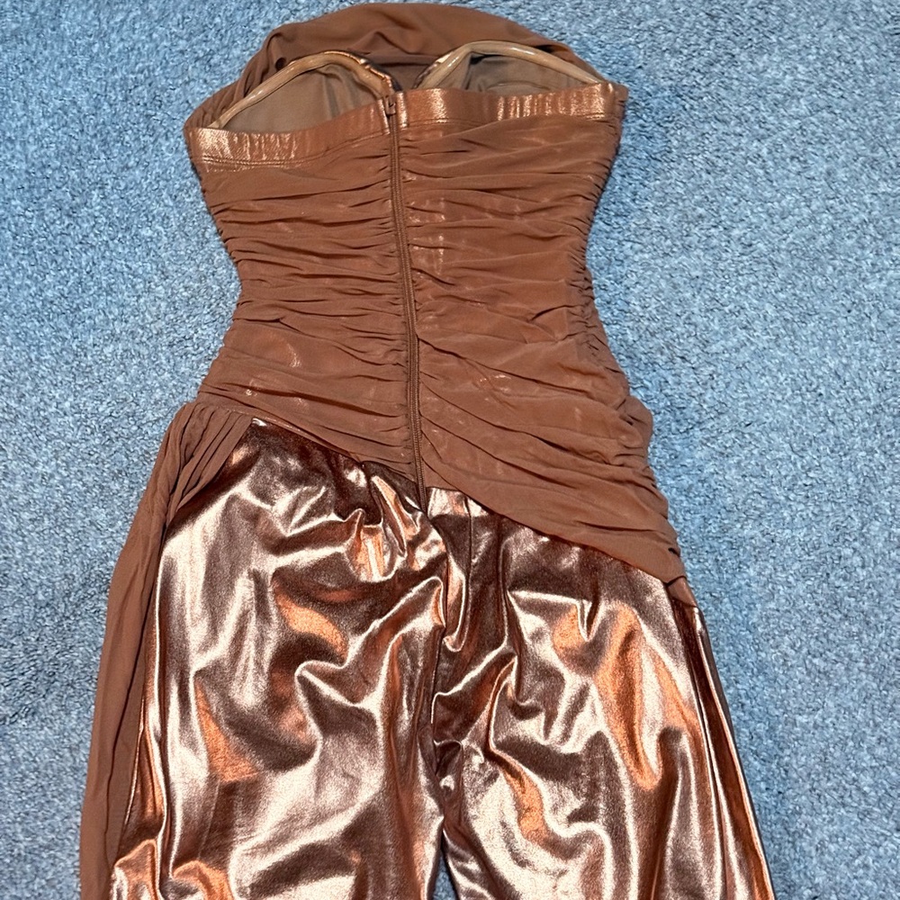 Fashion Nova Shimmering Bronze Jumpsuit SOLD OUT ONLINE - Picture 6 of 6